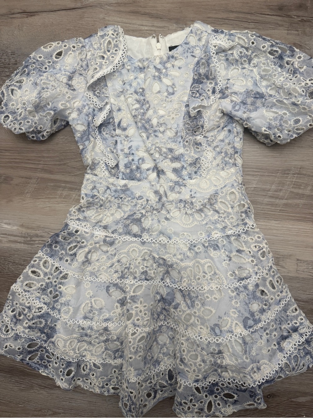 Bardot Junior Blue and White Lace Eyelet Dress